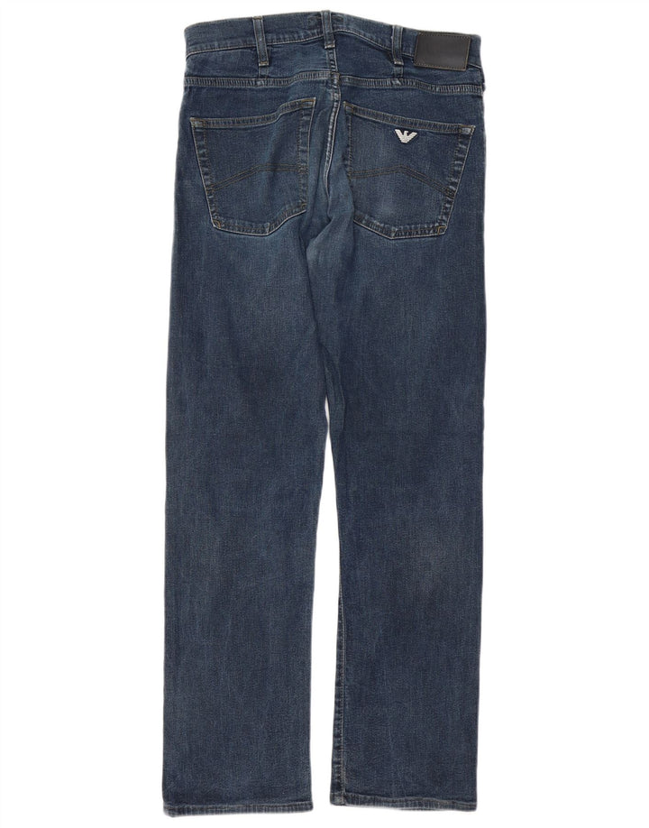 Blugi drepti pentru bărbați Armani Indigo W31 L29 Bumbac bleumarin