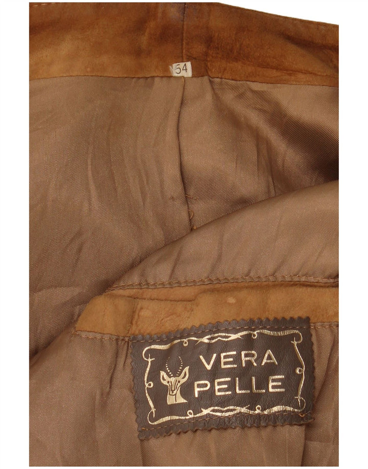 Jachetă vintage pentru bărbați din piele intoarsa IT 54 2XL din piele bej