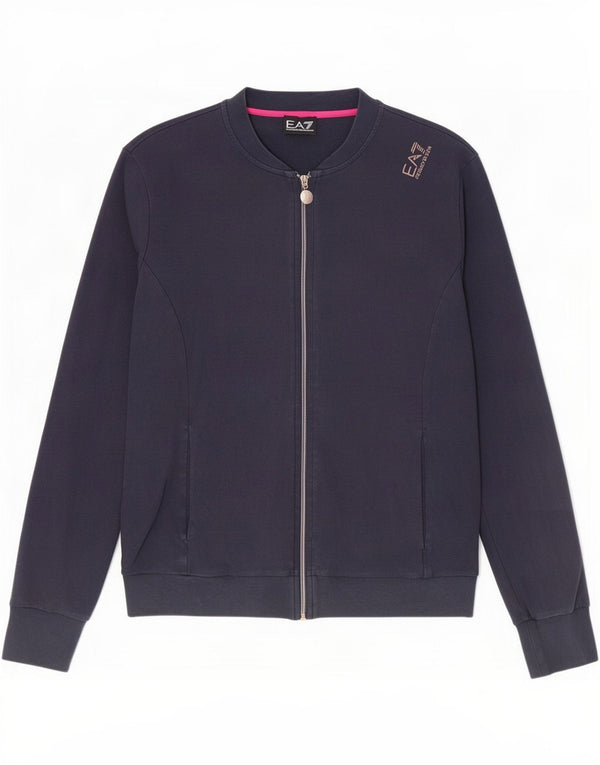 Jachetă de trening pentru femei Emporio Armani UK 14 mare, albastru bleumarin, bumbac