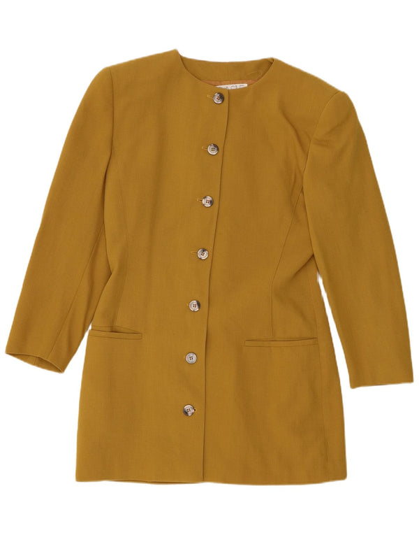 BASILE Womens Longline 7 button Blazer Jacket IT 42 Medium Yellow Wool