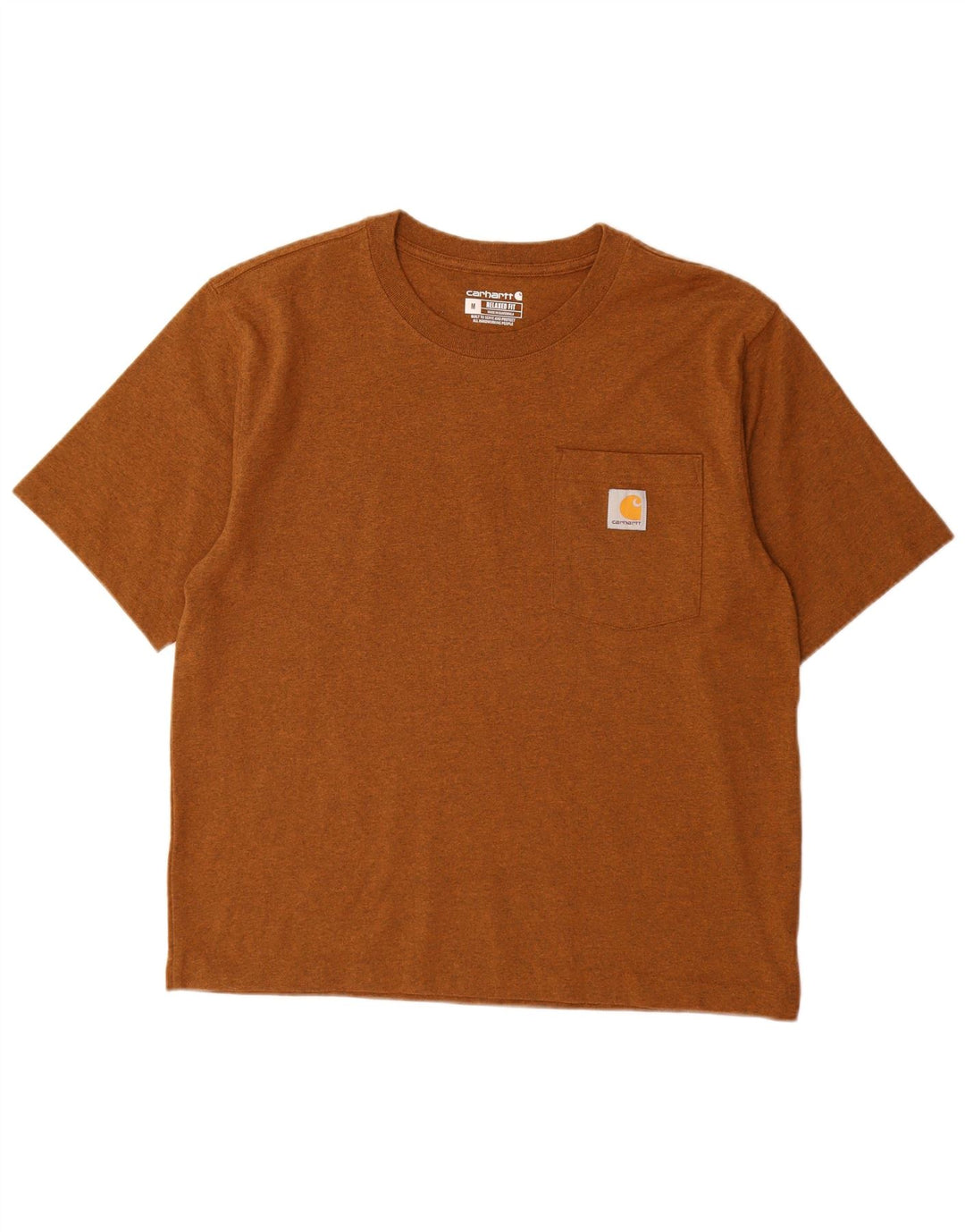 Tricou CARHARTT pentru bărbați, cu croială relaxată, top din bumbac maro mediu cu pete