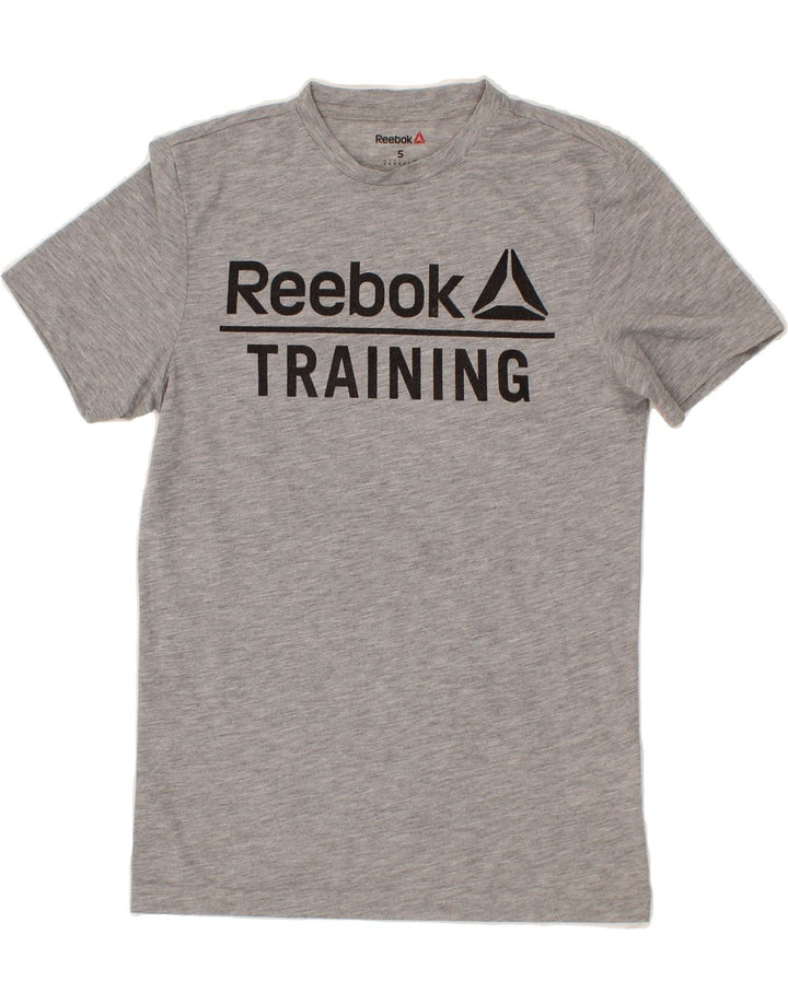 REEBOK Mens Graphic T-Shirt Top Small Grey Polyester Vintage Reebok and Second-Hand Reebok from Messina Hembry 