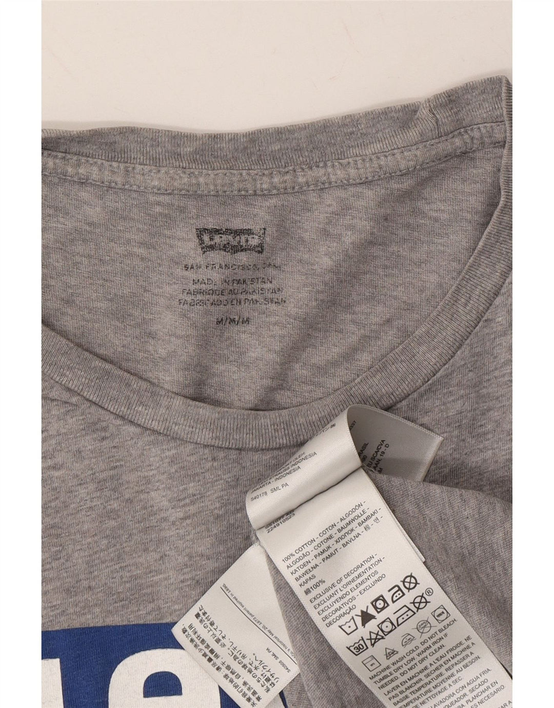 LEVI'S Mens Graphic T-Shirt Top Medium Grey Cotton Vintage Levi's and Second-Hand Levi's from Messina Hembry 
