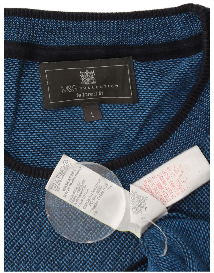 Pulover pentru bărbați Marks & Spencer, croit, cu decolteu, mare, albastru