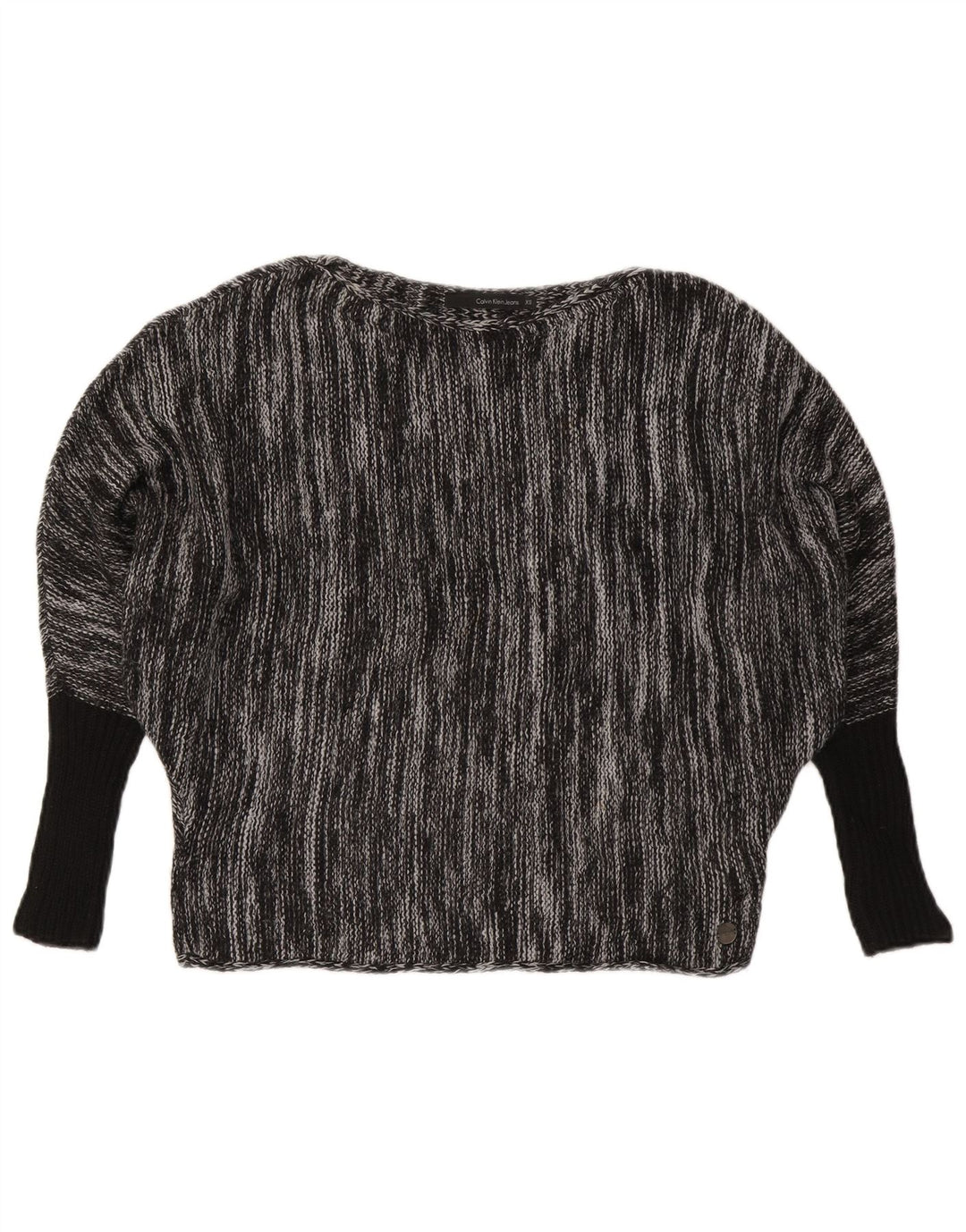 CALVIN KLEIN JEANS Pulover pentru femei cu gât de barcă UK 6 XS Gri pete