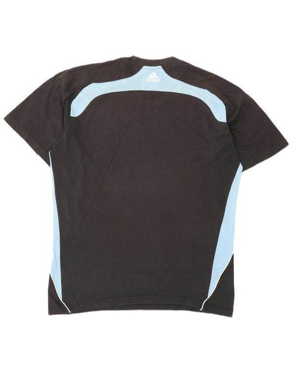 Tricou pentru bărbați Adidas Top UK 42/44, mare, negru, color block, bumbac