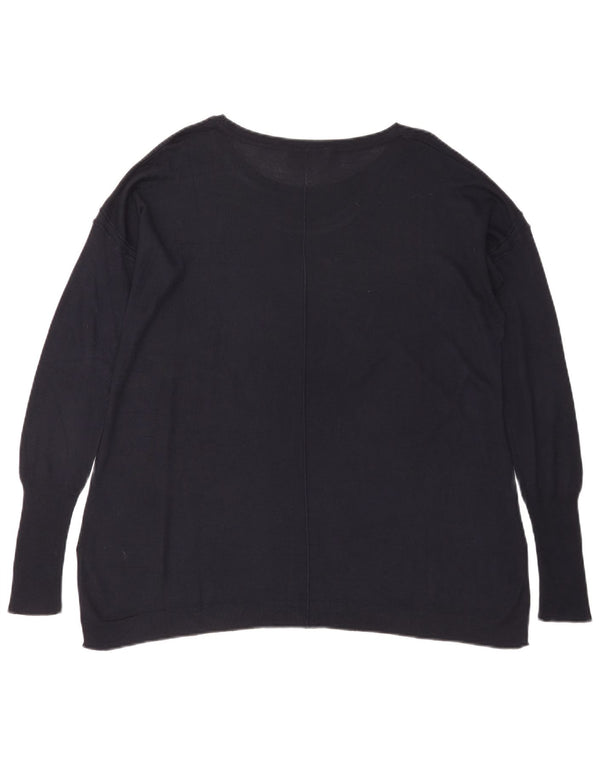 Zara Womens Oversized Boat Neck Jumper Sweater UK 14 Medium Navy Blue