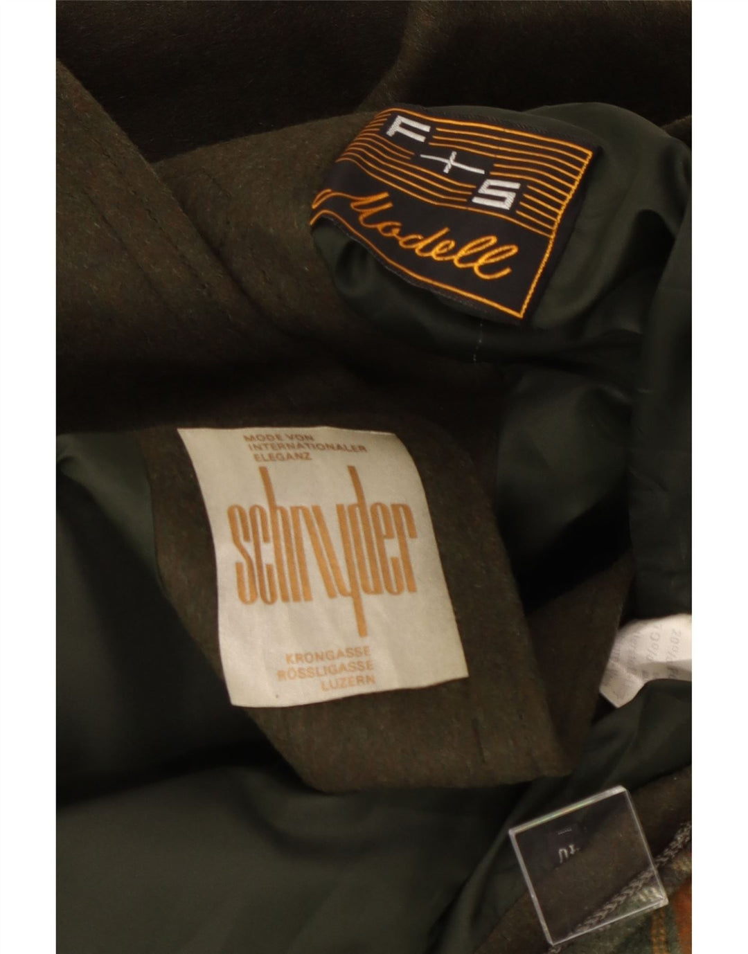 Palton de damă vintage cu glugă EU 40 lână kaki medie