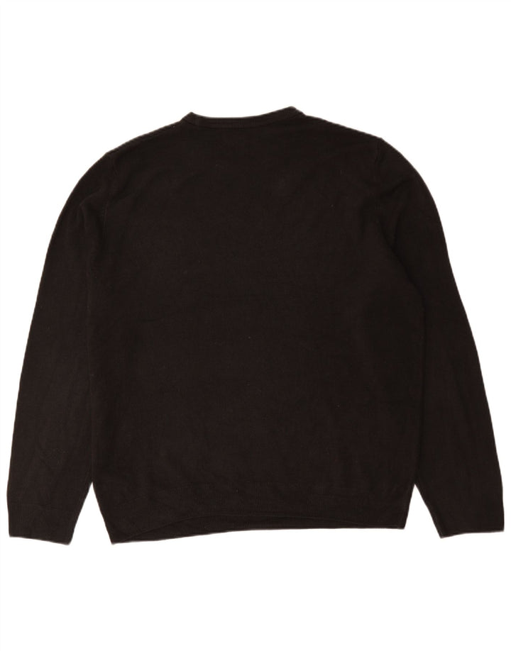 Pulover pentru bărbați Marks & Spencer cu gât roșu, XL, acrilic negru
