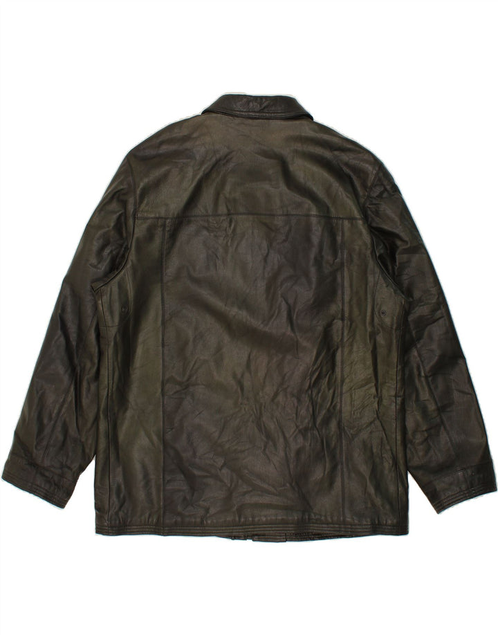 GREEN LEAVES Jachetă de piele pentru bărbați UK 44 2XL Piele verde