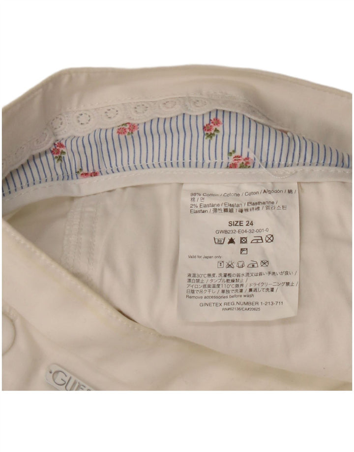 Pantaloni Capri Guess pentru femei L24 L18 bumbac alb
