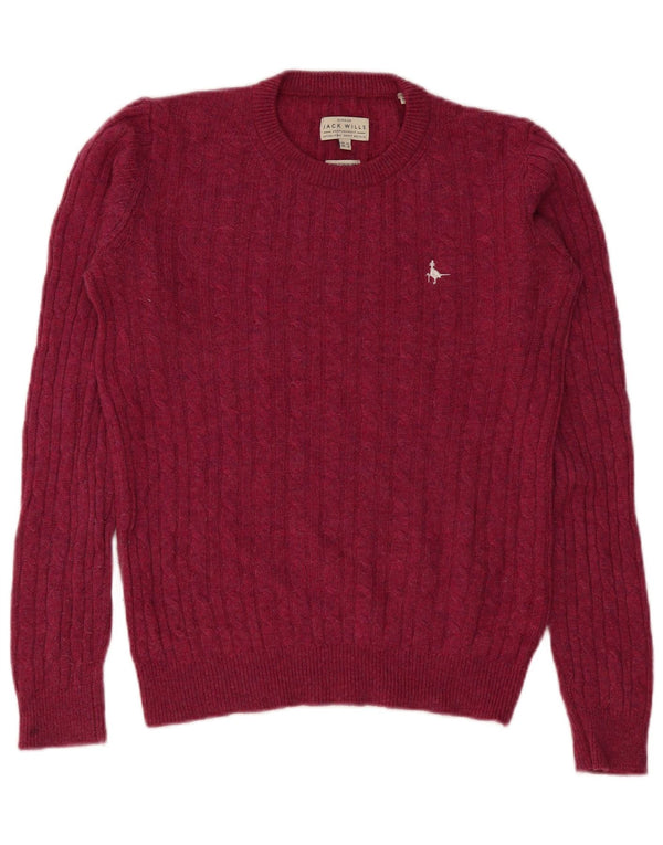 Pulover Jack Wills pentru femei cu decolteu triplu UK 12 Burgundy mediu