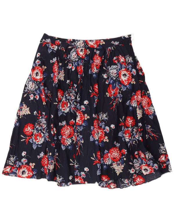 Fusta plisată pentru femei Laura Ashley UK 14 mare W32 bumbac floral albastru bleumarin
