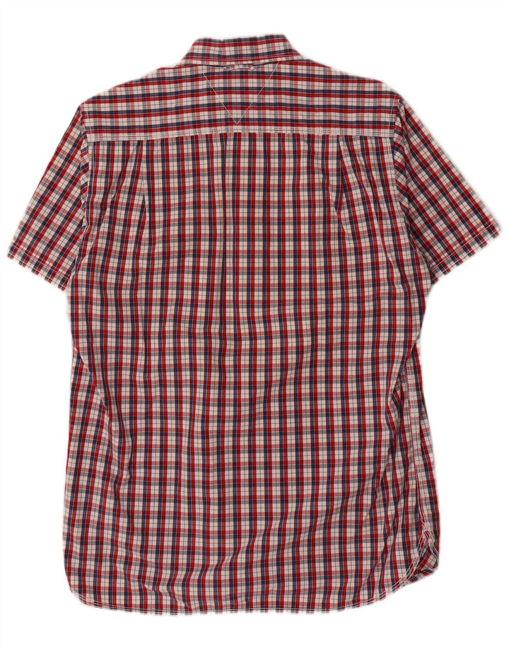 Cămașă cu mânecă scurtă Tommy Hilfiger pentru bărbați, bumbac cu carouri mici, roșii