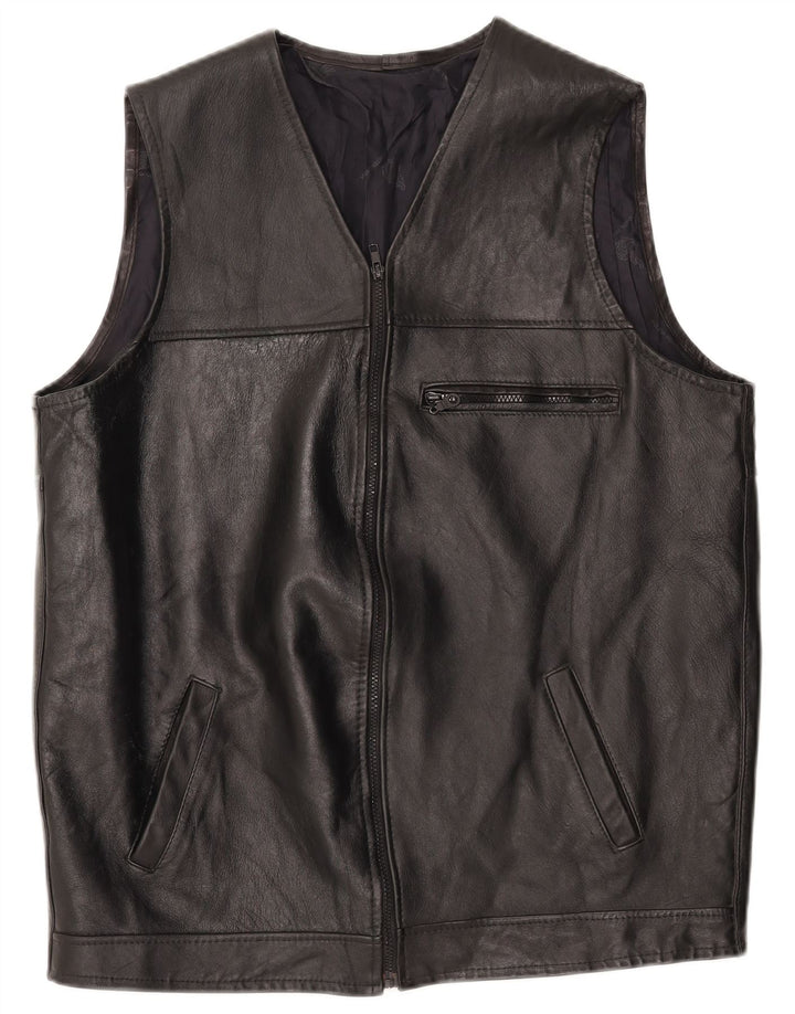 VINTAGE Gilet din piele pentru bărbați UK 40 Large Black