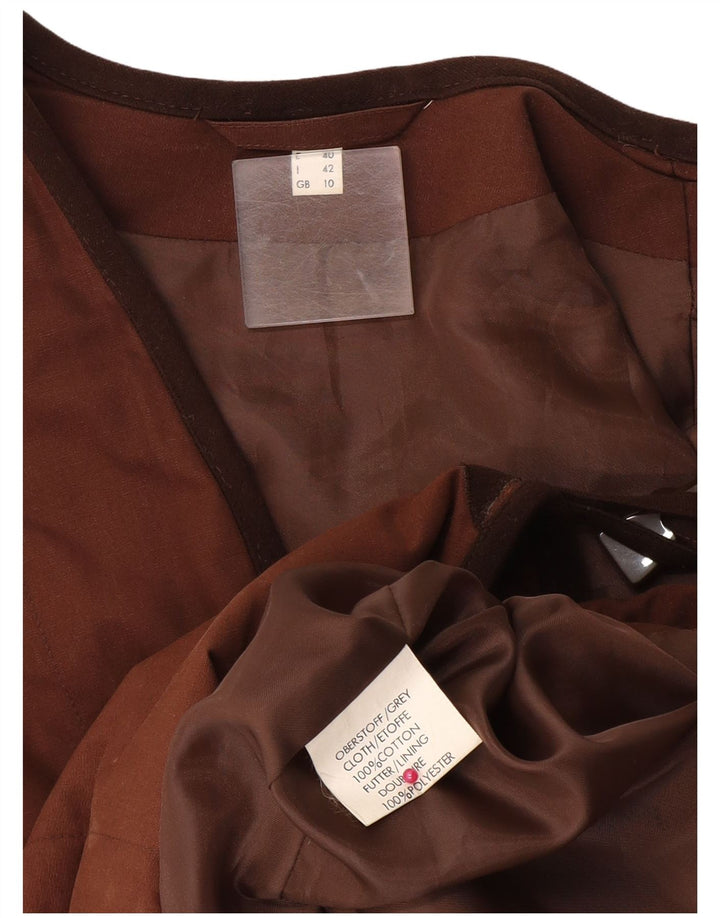 Gilet vintage pentru femei supradimensionat UK 10 mic maro bumbac