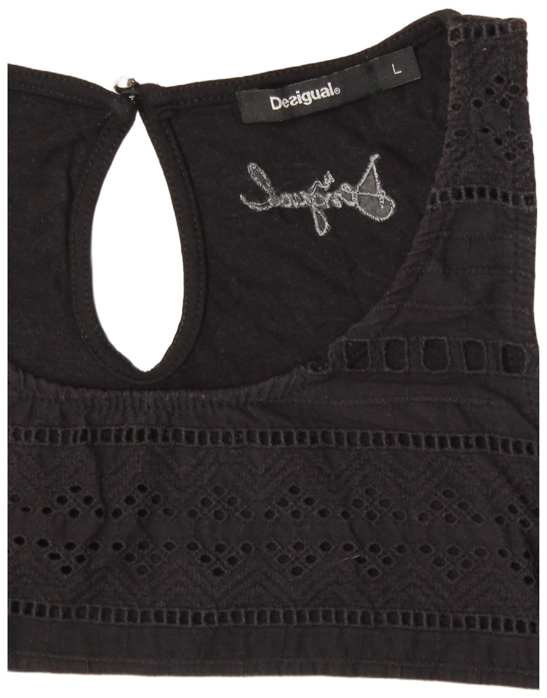 DESIGUAL Top cu vestă grafică pentru femei UK 14, mare, cu dungi negre