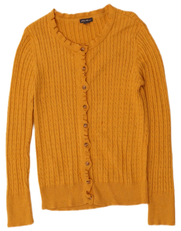 Pulover cardigan pentru femei Eddie Bauer UK 10 Bumbac galben mic