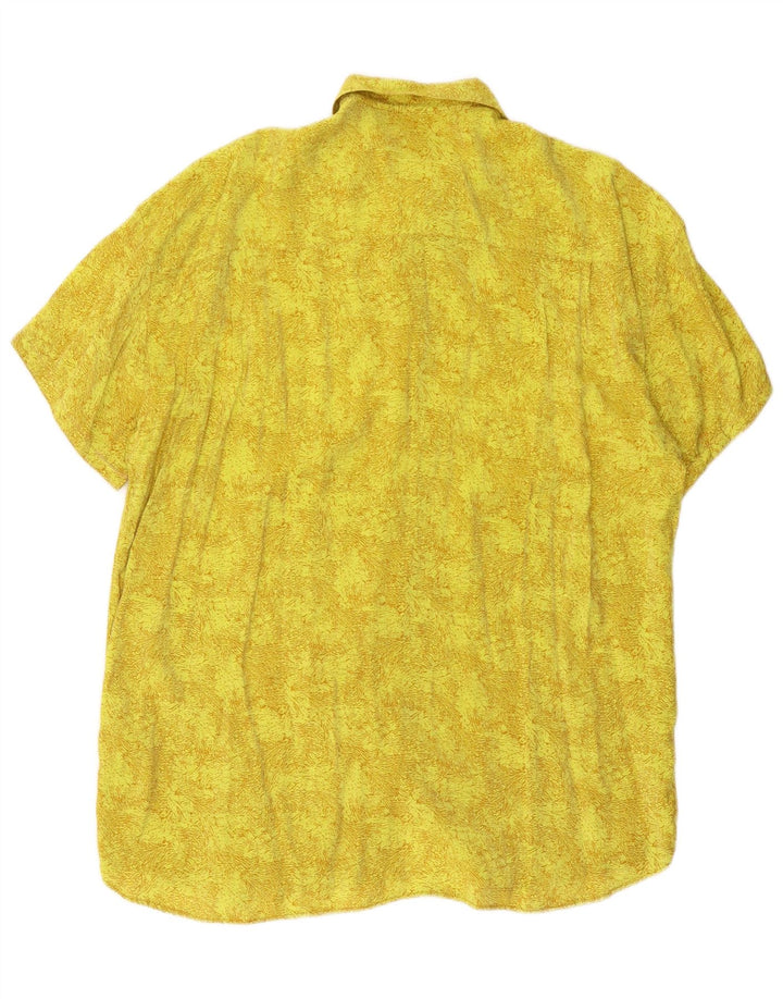 Bluză de cămașă vintage supradimensionată pentru femei cu model abstract UK 10 Mic galben