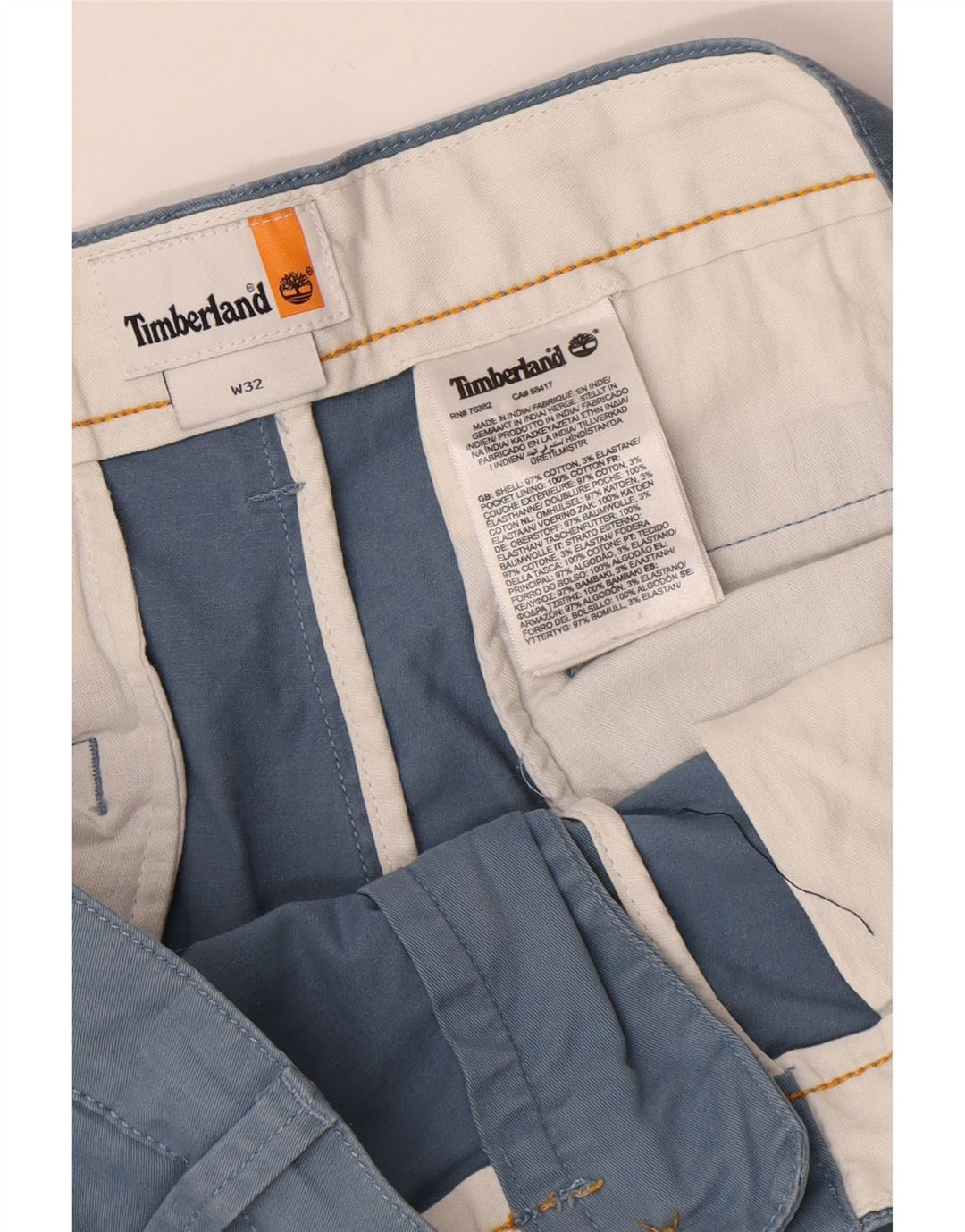 Pantaloni scurți chino pentru bărbați Timberland W32, bumbac albastru mediu