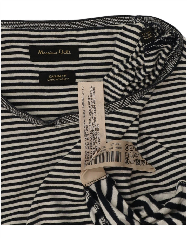 MASSIMO DUTTI Tricou Casual Fit pentru femei UK 20 2XL Bumbac cu dungi negre