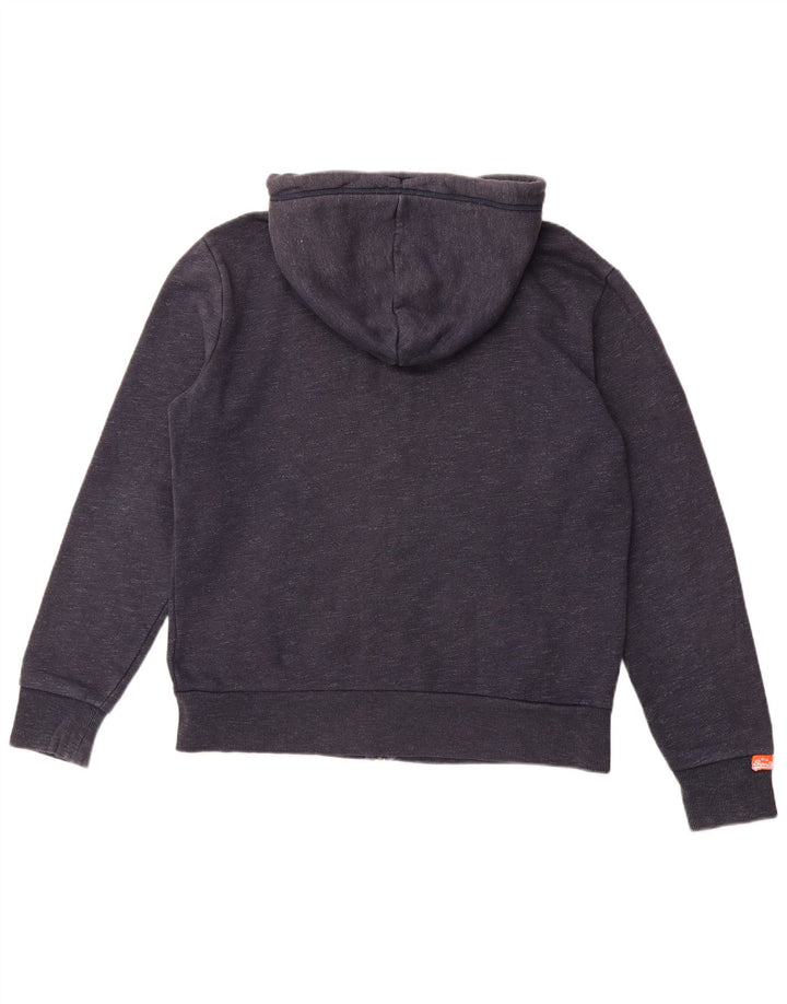 SUPERDRY Pulover cu capota cu fermoar pentru bărbați, 2XL, bumbac cu pete albastru marine
