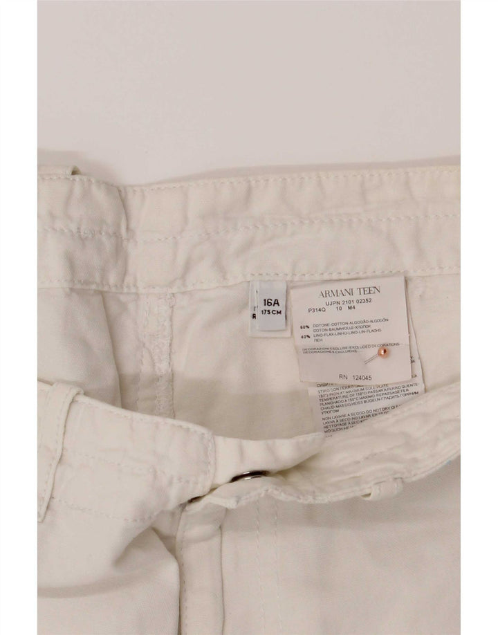 Pantaloni Chino Armani Băieți 15-16 Ani W32 Bumbac Alb