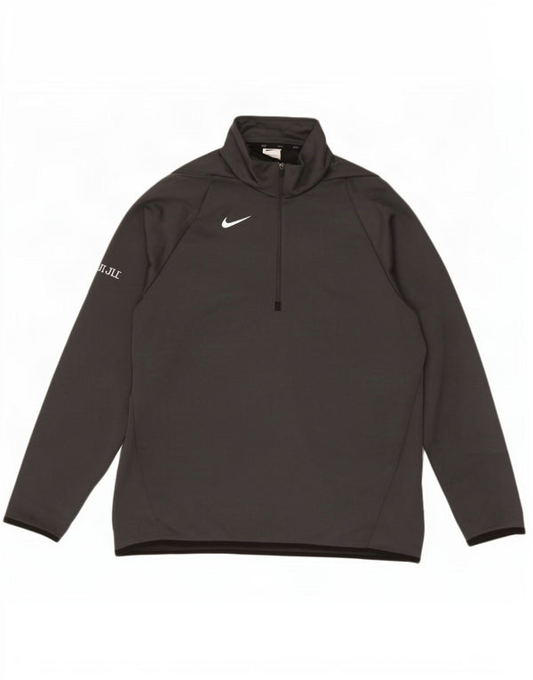 Top de trening pentru bărbați Dri Fit, cu fermoar și gât, din poliester mare, gri