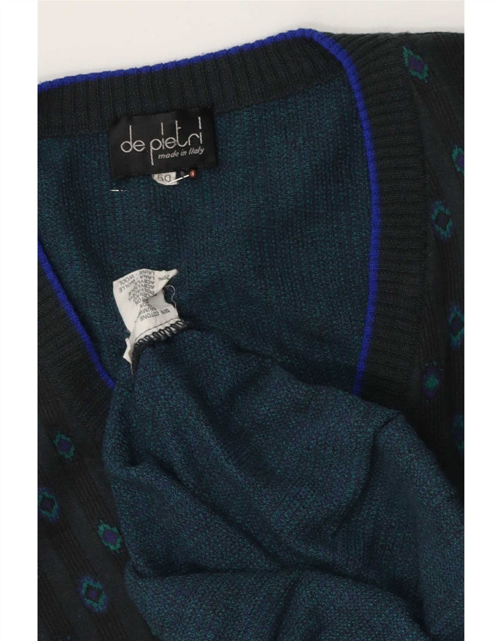 Pulover De Pietri pentru bărbați, cu decolteu în V, IT 50, bumbac geometric, gri mediu