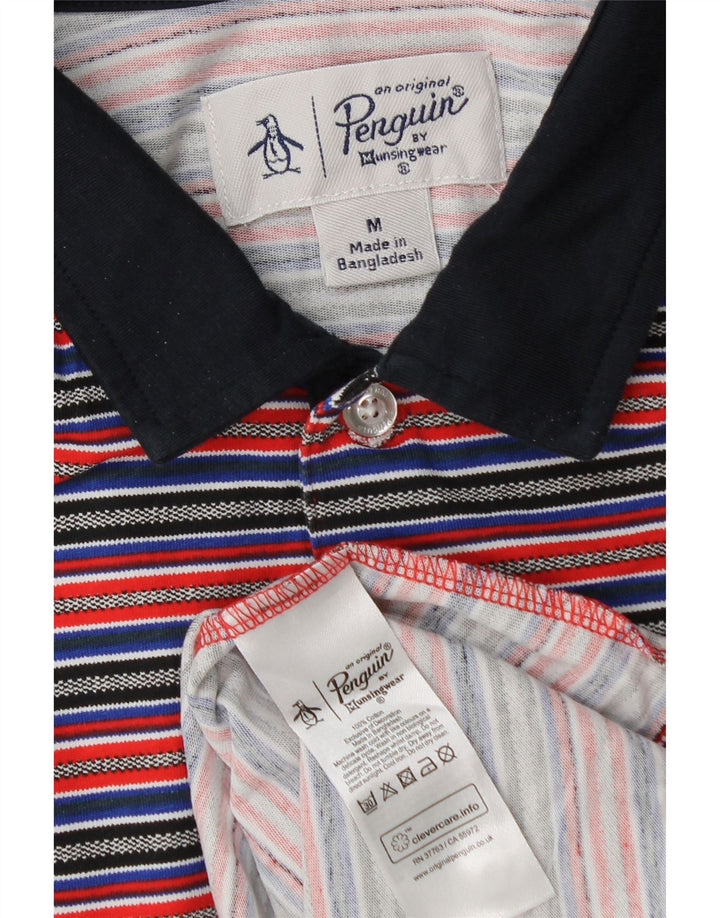 Tricou polo pentru bărbați Penguin, bumbac cu dungi multicolore medii