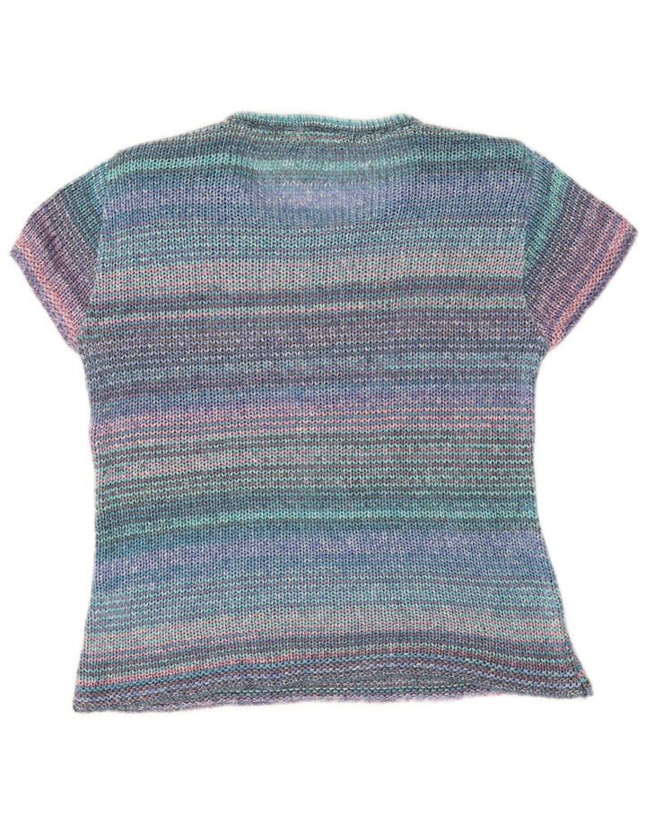 Pulover vintage pentru damă cu gât roșu IT 42 mediu multicolor cu dungi