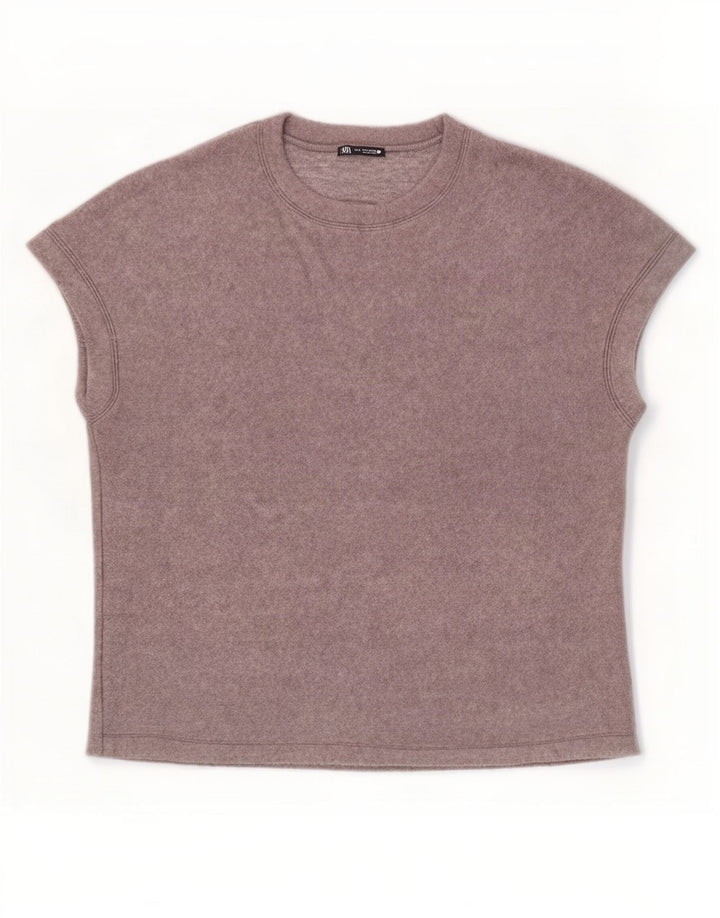 Tricou pentru femei Zara UK 14 Medium Gri Acrilic