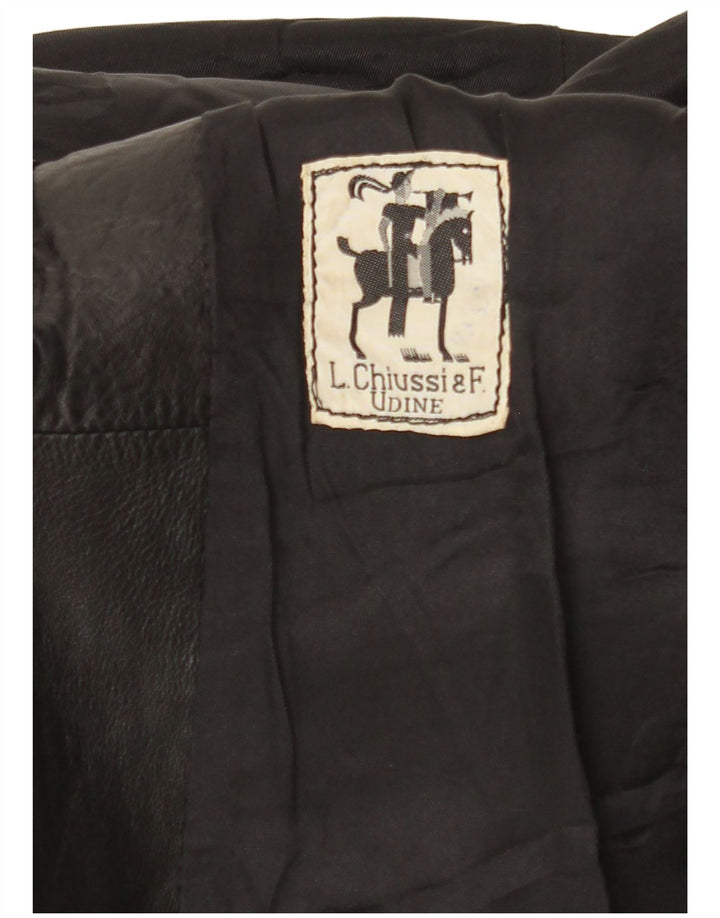 Palton din piele vintage pentru femei UK 10 mic negru
