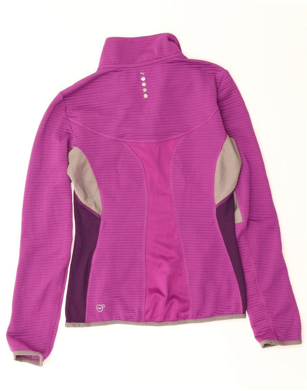 Top de trening PUMA pentru femei, cu fermoar, cu gât, cu pulover, UK 10, mic, violet