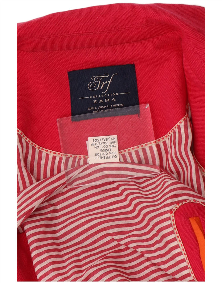 Jachetă pentru femei Zara Crop 1 Button Blazer UK 14, mare, roz, bumbac