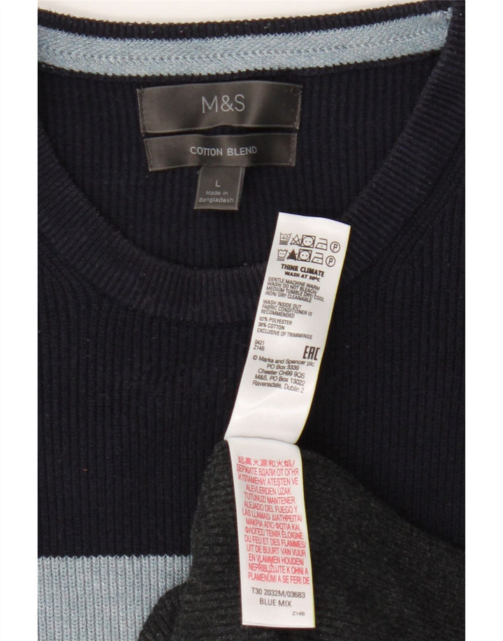 Pulover pentru bărbați Marks & Spencer, cu gât crew, cu dungi mari, multicolore