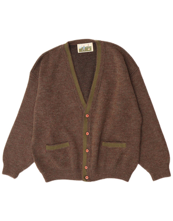 Cardigan Vintage pentru bărbați, mare, maro, cu pete