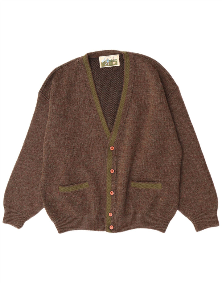 Cardigan Vintage pentru bărbați, mare, maro, cu pete