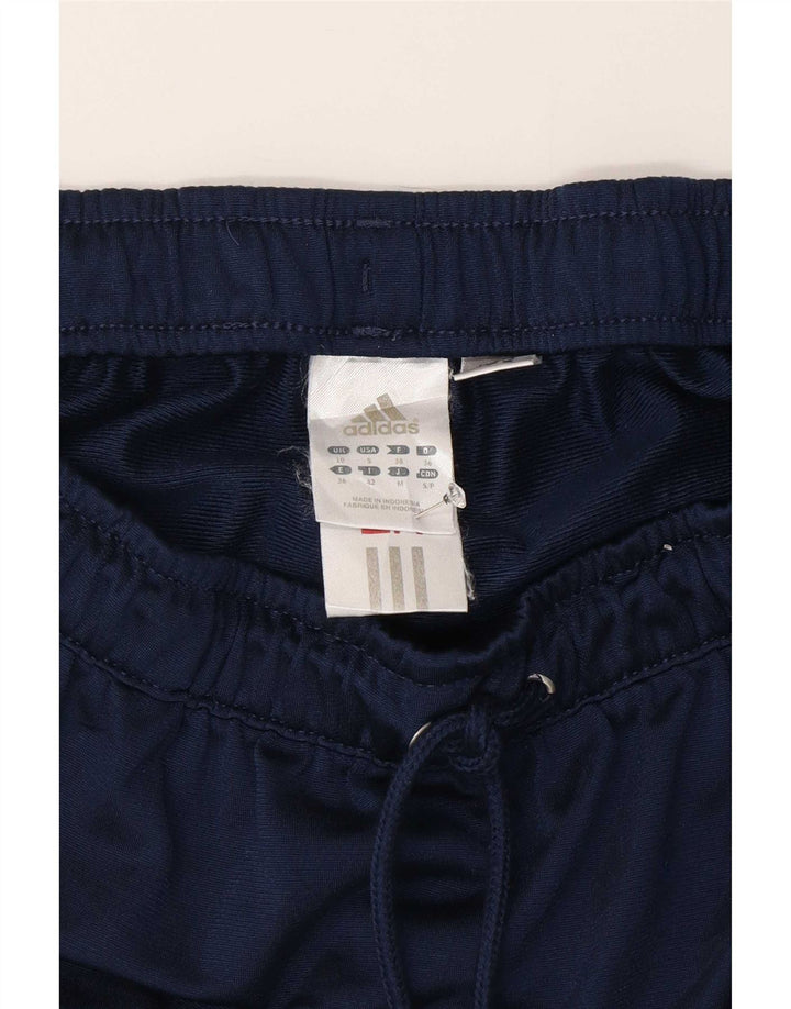 Pantaloni scurti sport pentru femei Adidas UK 10, poliester cu dungi mici, albastru marin