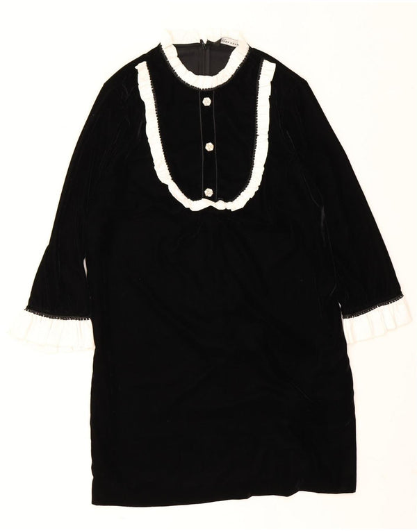 Rochie cu mâneci lungi din catifea Zara pentru femei UK 14 Medium Black Colorblock