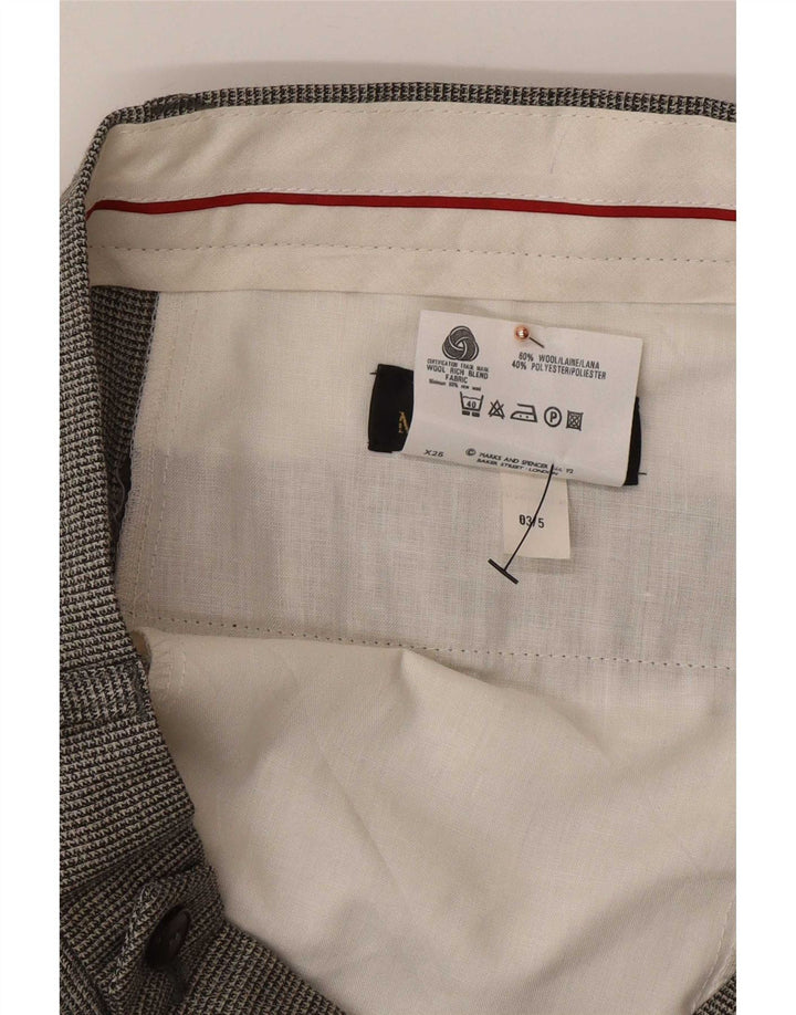 Pantaloni casual pentru bărbați Marks & Spencer L34 L31 Lână neagră cu picior de gală