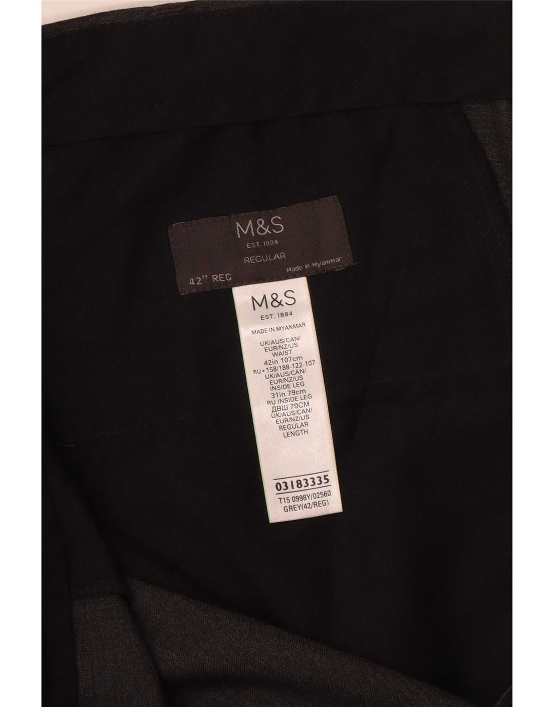 Pantaloni de costum obișnuiți pentru bărbați Marks & Spencer L42 L31 poliester gri