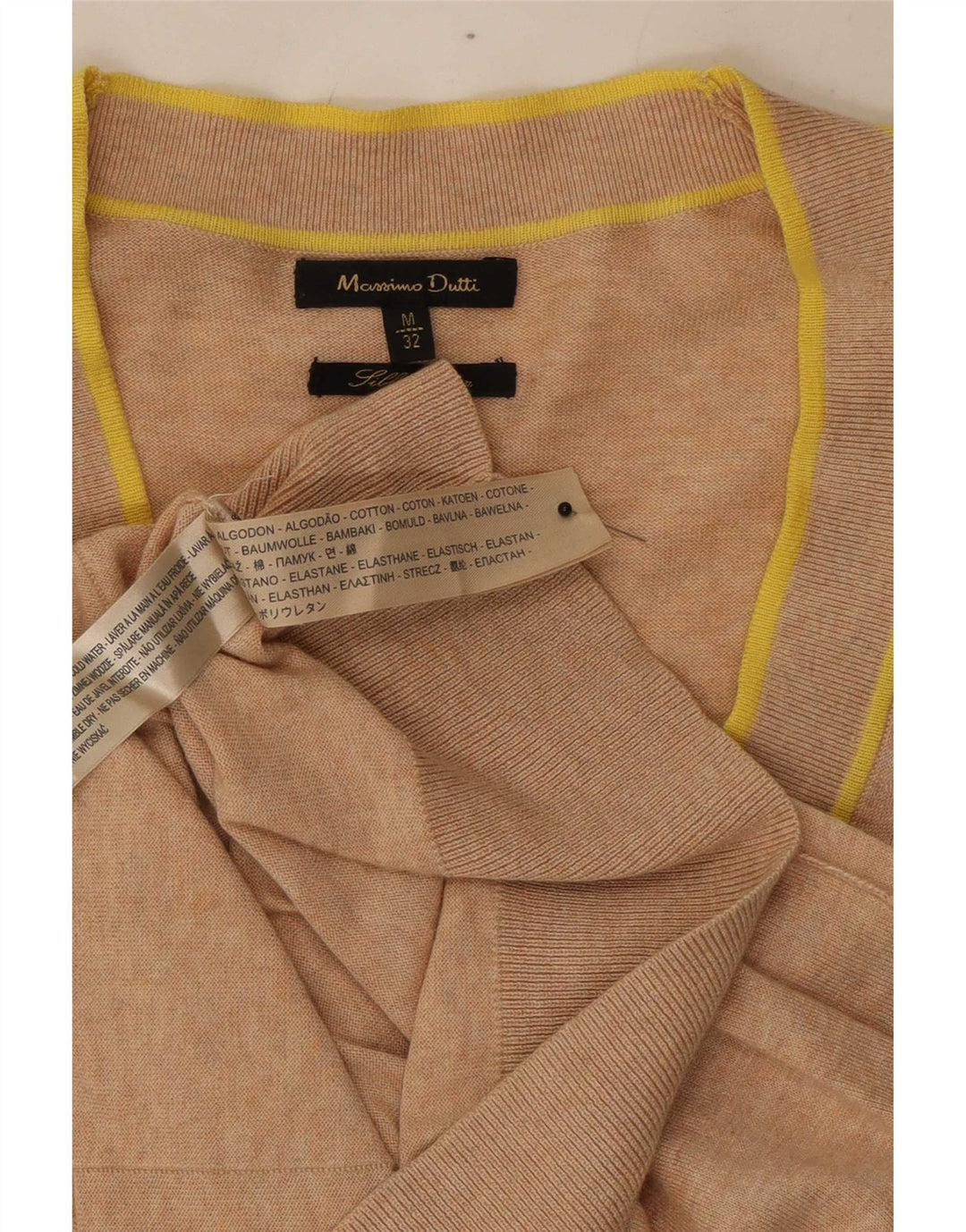 Pulover cardigan Massimo Dutti pentru femei UK 12 Medium Bej Bumbac cu pete