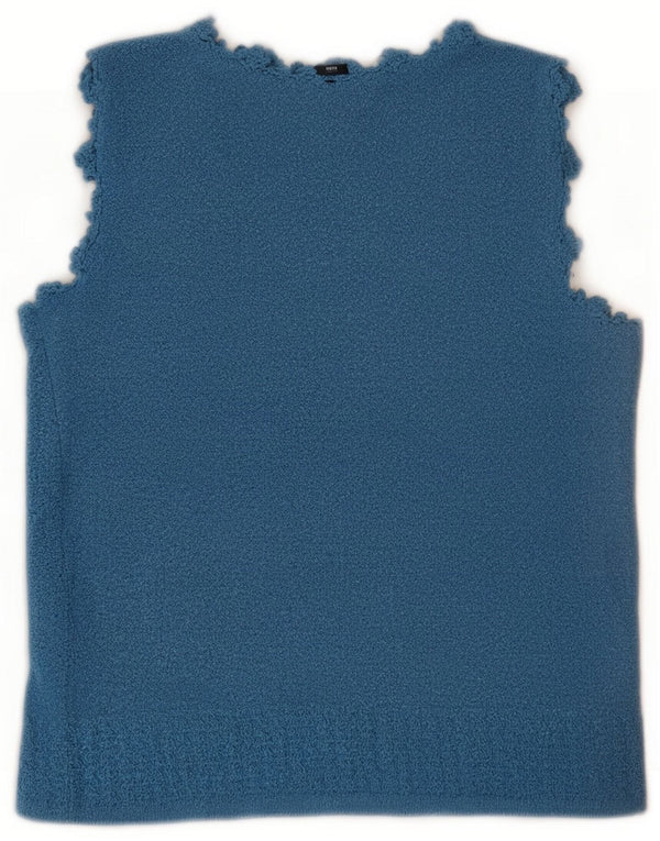 Bluză din tricot fără mâneci Vintage pentru femei UK 12 Medium Blue