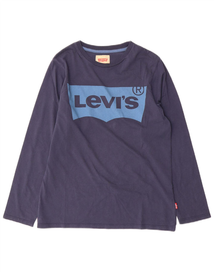 Bluză cu grafică Levi's pentru băieți, cu mânecă lungă, 13-14 ani, bumbac bleumarin
