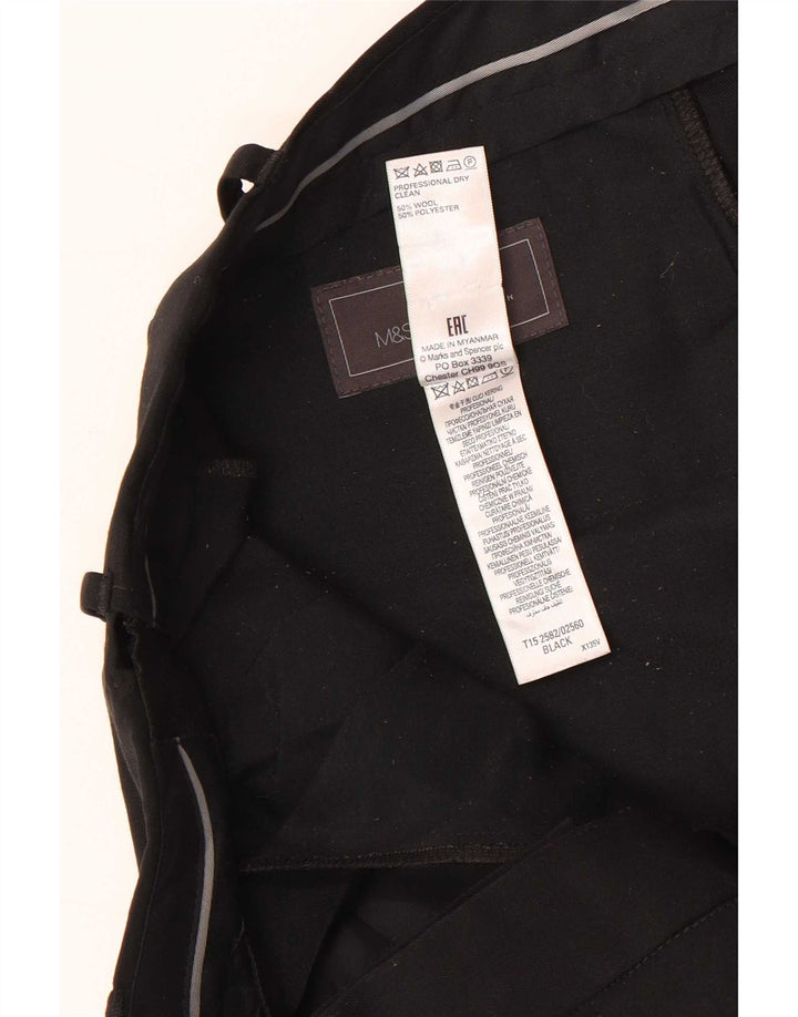 Pantaloni de costum pentru bărbați Marks & Spencer, cu tăiere obișnuită, L38 L31 Lână neagră