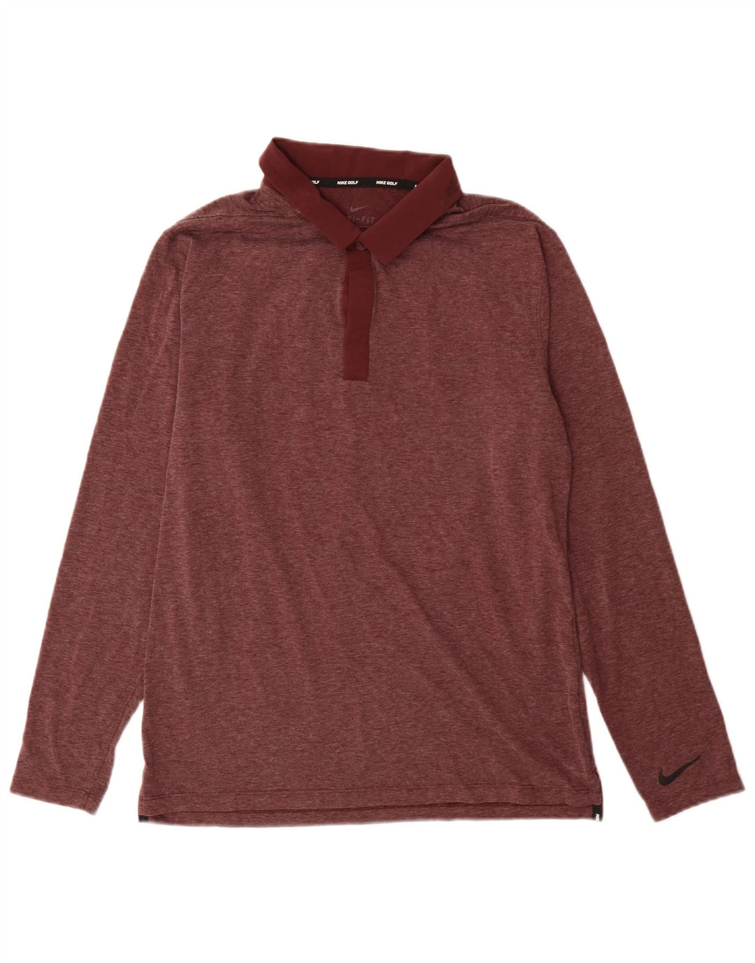 Tricou polo Nike Golf cu mânecă lungă pentru bărbați, poliester burgundă mediu