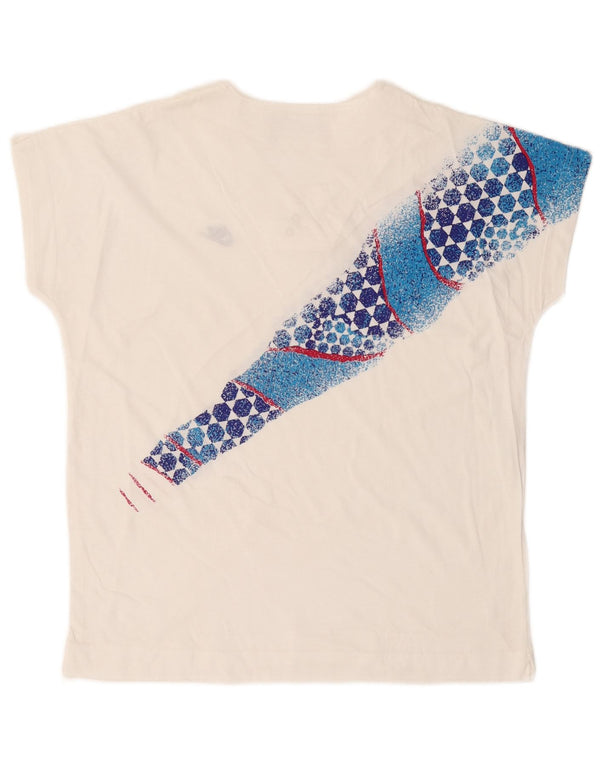 Tricou grafic Nike pentru femei Top US 10/12 Medium White Geometric Bumbac