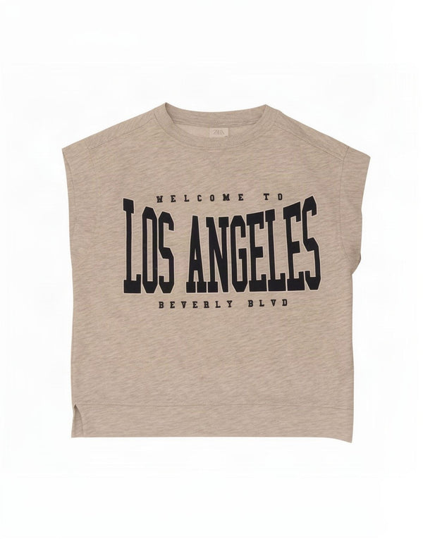 Tricou grafic Zara Fete Loose Fit Top 11-12 ani Bumbac gri