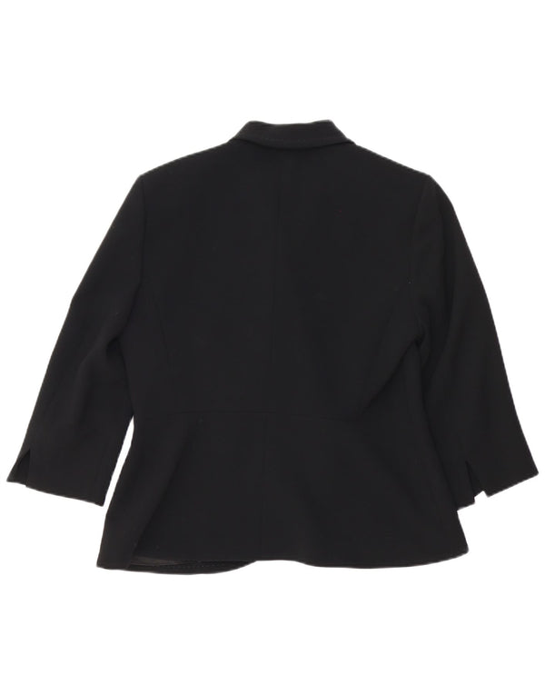 Sacou blazer pentru femei Max Mara, mânecă 3/4, 1 buton, UK 12, mediu negru, raion